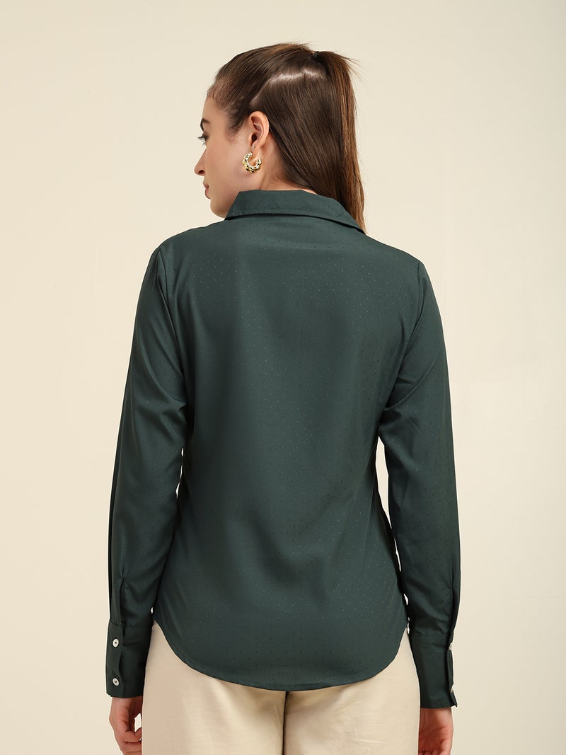 7OUNCE Dobby Solid Color Full Sleeve Shirt for Women - Image 5